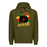 Army Green juneteenth queen black woman afro queen Premium Hoodie - CowGirlArtShop