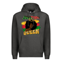 Charcoal Heather juneteenth queen black woman afro queen Premium Hoodie - CowGirlArtShop