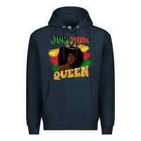 Navy juneteenth queen black woman afro queen Premium Hoodie - CowGirlArtShop