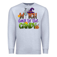 Heather Grey witch way to the candy Premium Sweatshirt - CowGirlArtShop