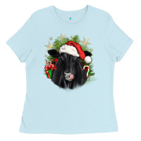 Baby Blue christmas black angus Ladies Tee - JahusDesignShop
