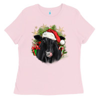 Bubblegum Pink christmas black angus Ladies Tee - JahusDesignShop