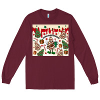 Burgundy Boojee Christmas cake Long Sleeve Tee - MaliasSmallBusiness