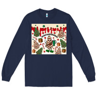 Navy Boojee Christmas cake Long Sleeve Tee - MaliasSmallBusiness