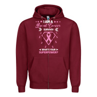 Burgundy I am a Breast Cancer Survivor What is Your Superpower Zipper Hoodie - Bettercallsaul