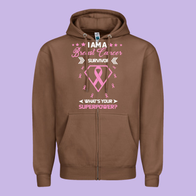 I Am A Breast Cancer Survivor What Is Your Superpower Zipper Hoodie Designed By Bettercallsaul