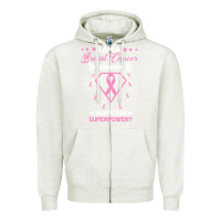 Oatmeal Heather I am a Breast Cancer Survivor What is Your Superpower Zipper Hoodie - Bettercallsaul
