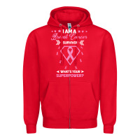 Red I am a Breast Cancer Survivor What is Your Superpower Zipper Hoodie - Bettercallsaul