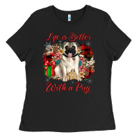 Black Christmas life is better with a pug Ladies Tee - JahusDesignShop