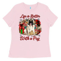 Christmas Life Is Better With A Pug Ladies Tee | Teevron