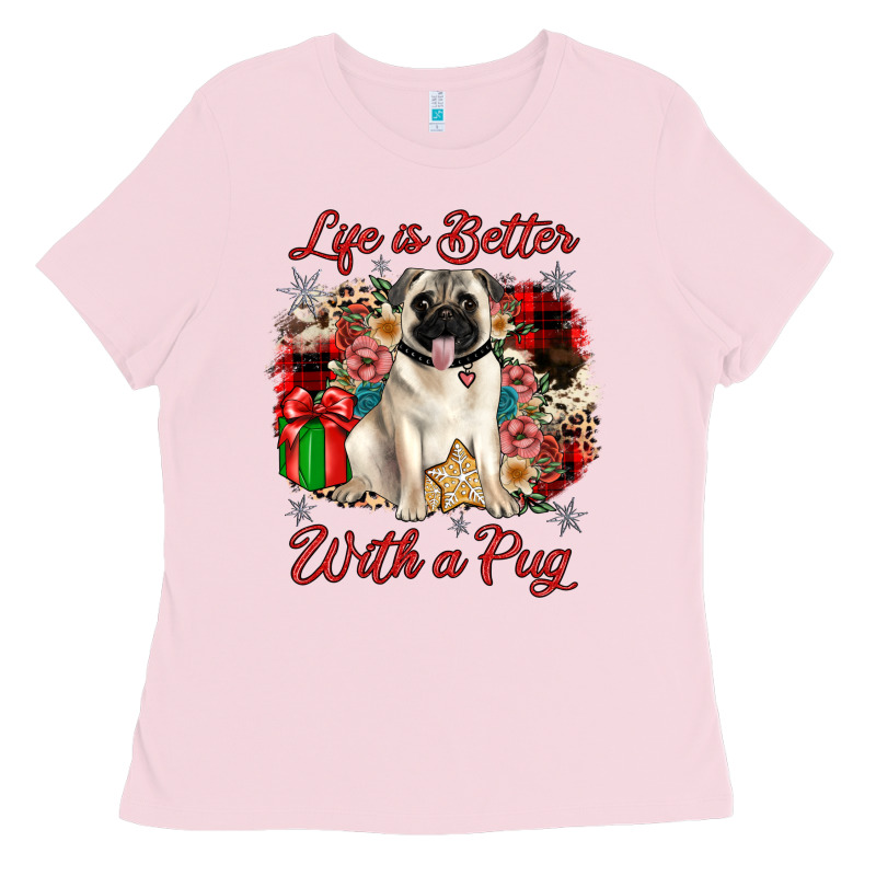 Christmas Life Is Better With A Pug Ladies Tee by JahusDesignShop | Teevron