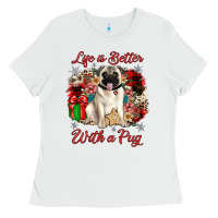 White Christmas life is better with a pug Ladies Tee - JahusDesignShop