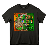 Asphalt irish flag with shamrocks  dead inside but lucky Heavy Core Tee - AdoDesignShop