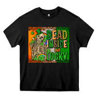 Black irish flag with shamrocks  dead inside but lucky Heavy Core Tee - AdoDesignShop