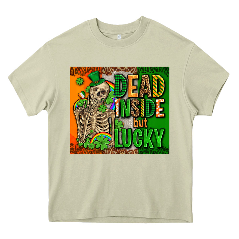 Irish Flag With Shamrocks  Dead Inside But Lucky Heavy Core Tee by AdoDesignShop | Teevron