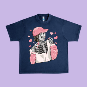 Skeleton Girl Valentine's Day Urban Heavy Tee Designed By Maliassmallbusiness