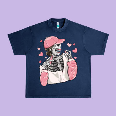 Skeleton Girl Valentine's Day Urban Heavy Tee Designed By Maliassmallbusiness