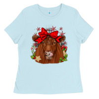 Baby Blue christmas red angus Ladies Tee - JahusDesignShop
