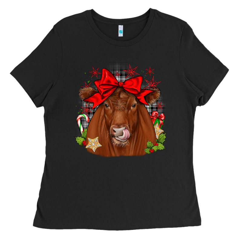 Christmas Red Angus Ladies Tee by JahusDesignShop | Teevron