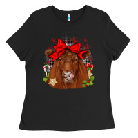 Black christmas red angus Ladies Tee - JahusDesignShop