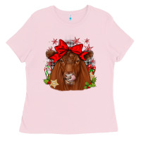 Bubblegum Pink christmas red angus Ladies Tee - JahusDesignShop