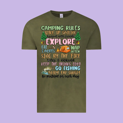 Camping Rules Vintage Tee Designed By Maliassmallbusiness