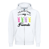 White Teaching My Favorite Bunny Zipper Hoodie - Bettercallsaul