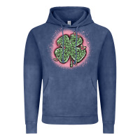 Vintage Denim leopard shamrocks with hearts Vintage Hoodie - MaliasSmallBusiness