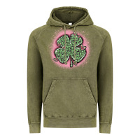 Vintage Olive leopard shamrocks with hearts Vintage Hoodie - MaliasSmallBusiness