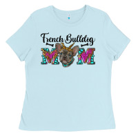 Baby Blue french bulldog mom Ladies Tee - RanaPortraitStore