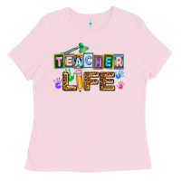 Bubblegum Pink teacher life Ladies Tee - AdoDesignShop