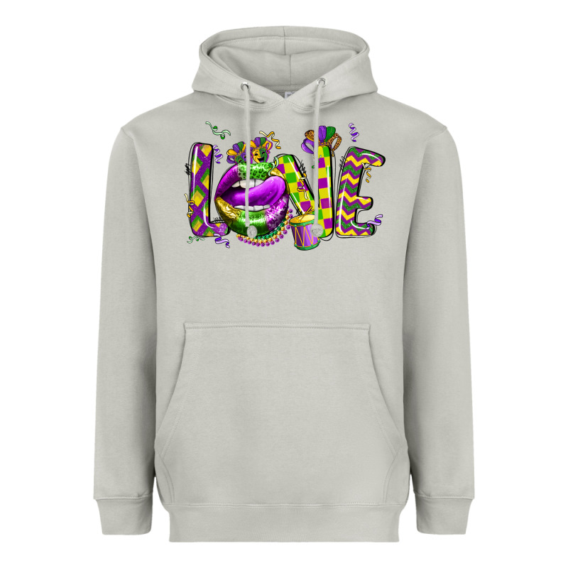 Mardi Gras Love Lips Heavyweight Hoodie by CowGirlArtShop | Teevron