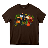Chocolate Brown fall tractor with pumpkin Heavy Core Tee - AdoDesignShop