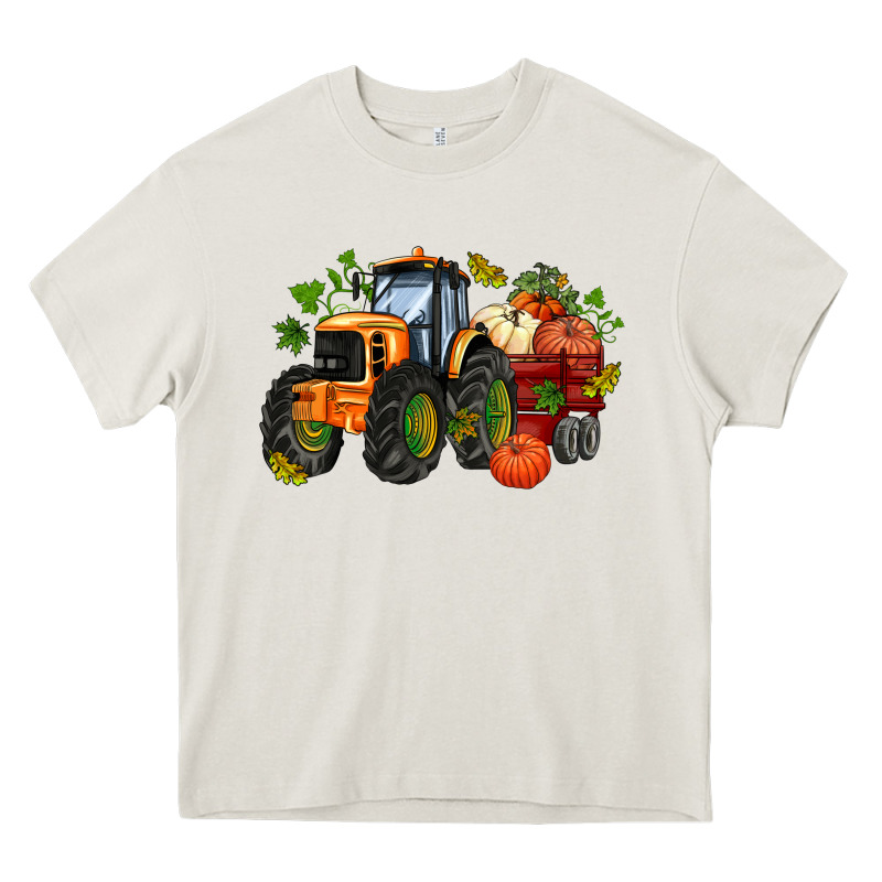 Fall Tractor With Pumpkin Heavy Core Tee by AdoDesignShop | Teevron