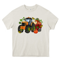 Cream fall tractor with pumpkin Heavy Core Tee - AdoDesignShop