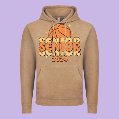 Basketball Senior 2024 Vintage Hoodie Designed By Maliassmallbusiness