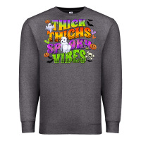 Charcoal Heather thick thighs and spooky vibes Premium Sweatshirt - CowGirlArtShop