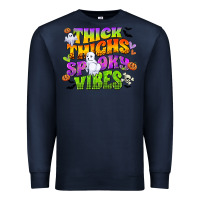 Navy thick thighs and spooky vibes Premium Sweatshirt - CowGirlArtShop