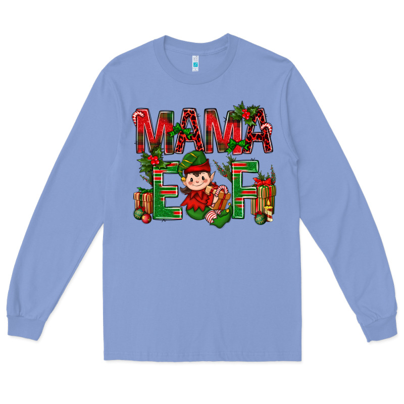 Mama Elf With Gift Christmas Long Sleeve Tee by NancyCooperArtShop | Teevron