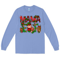 Colony Blue Mama Elf with Gift Christmas Long Sleeve Tee - NancyCooperArtShop