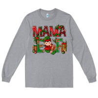 Heather Grey Mama Elf with Gift Christmas Long Sleeve Tee - NancyCooperArtShop