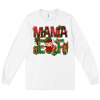 White Mama Elf with Gift Christmas Long Sleeve Tee - NancyCooperArtShop