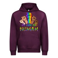Mauve Wine We Are All Human Urban Hoodie - BundleAndBundleShop