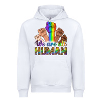 White We Are All Human Urban Hoodie - BundleAndBundleShop