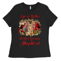 Black Christmas life is better with a german shepherd Ladies Tee - JahusDesignShop