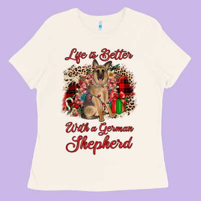 Christmas Life Is Better With A German Shepherd Ladies Tee Designed By Jahusdesignshop