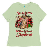 Matcha Christmas life is better with a german shepherd Ladies Tee - JahusDesignShop