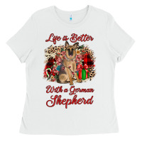 White Christmas life is better with a german shepherd Ladies Tee - JahusDesignShop