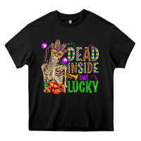 Black mardi gras dead inside but lucky  with skeleton Heavy Core Tee - AdoDesignShop