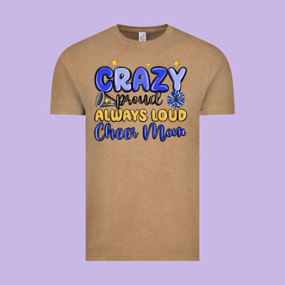 Crazy Proud Always Loud Cheer Mom Vintage Tee Designed By Maliassmallbusiness